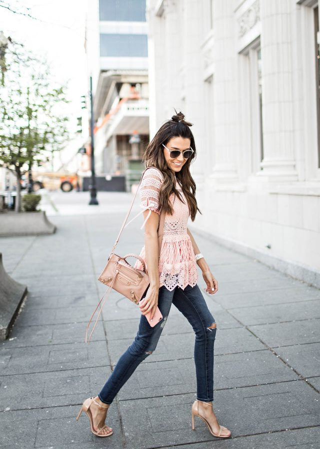 blush pink outfit for women