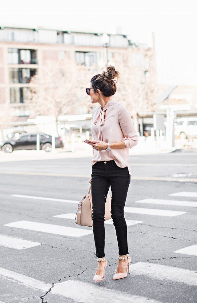 blush pink outfit for women