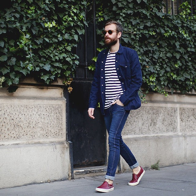 stripped tee & denim look men