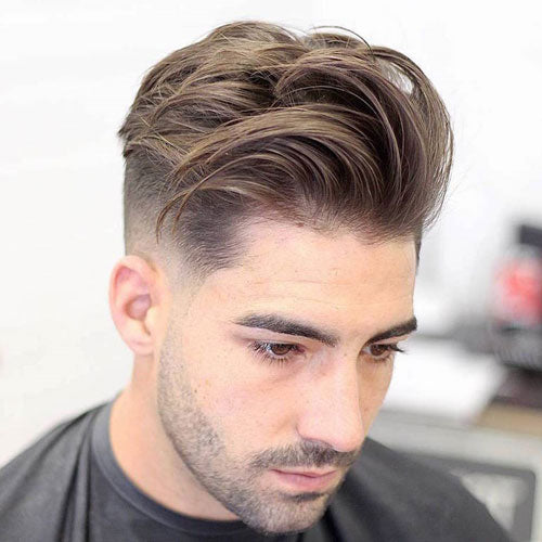Mid Fade + Textured Medium Hair + Stubble #mens #hairstyles #haircuts