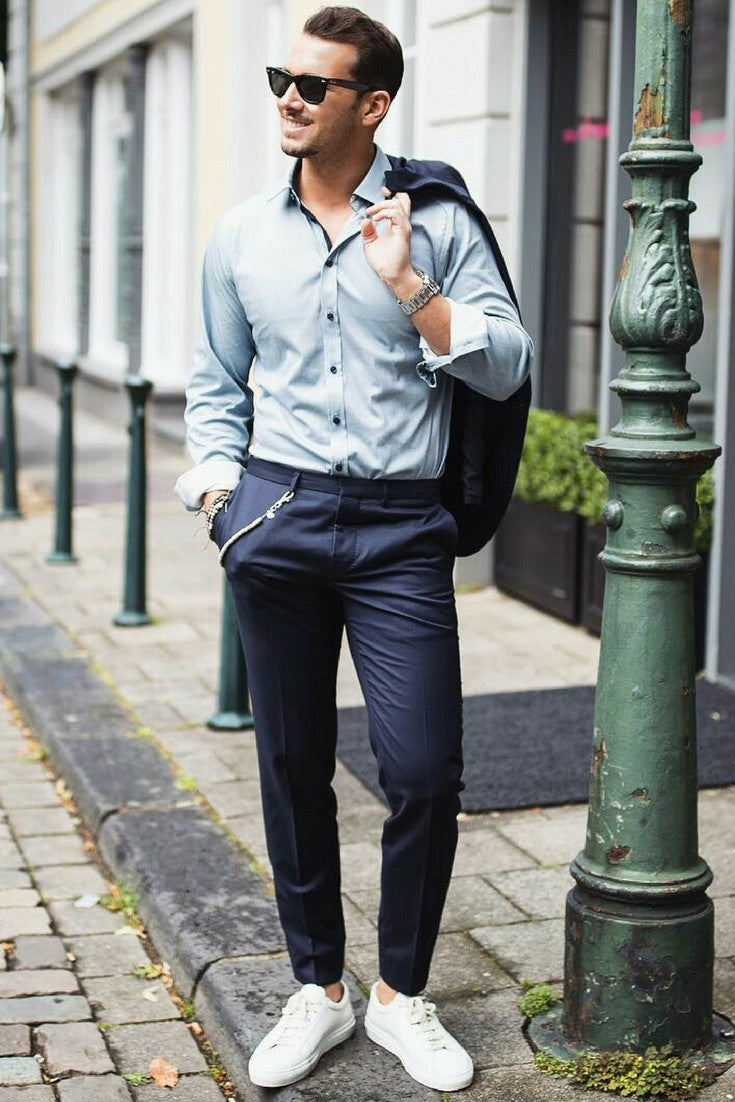 navy chinos outfit ideas for men