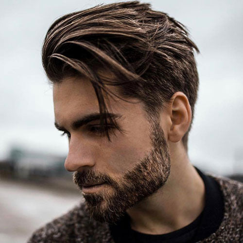 Side Swept Hair + Classic Tapered Sides + Groomed Beard #mens #hairstyles #haircuts