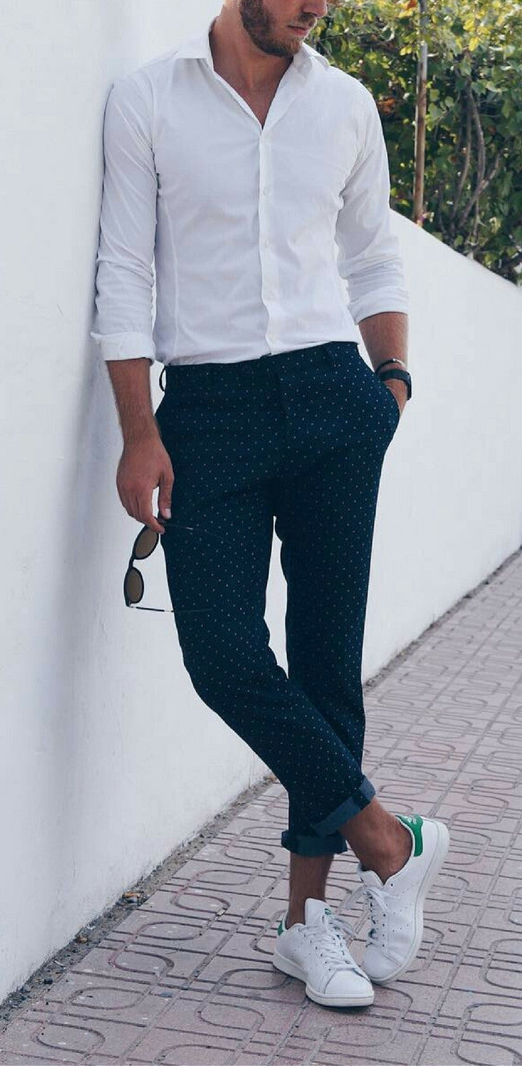 white sneakers outfit ideas for men, how to wear white sneakers for men 
