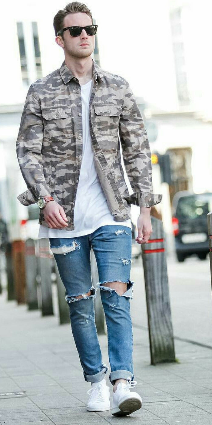 white t-shirt & jeans outfits for men