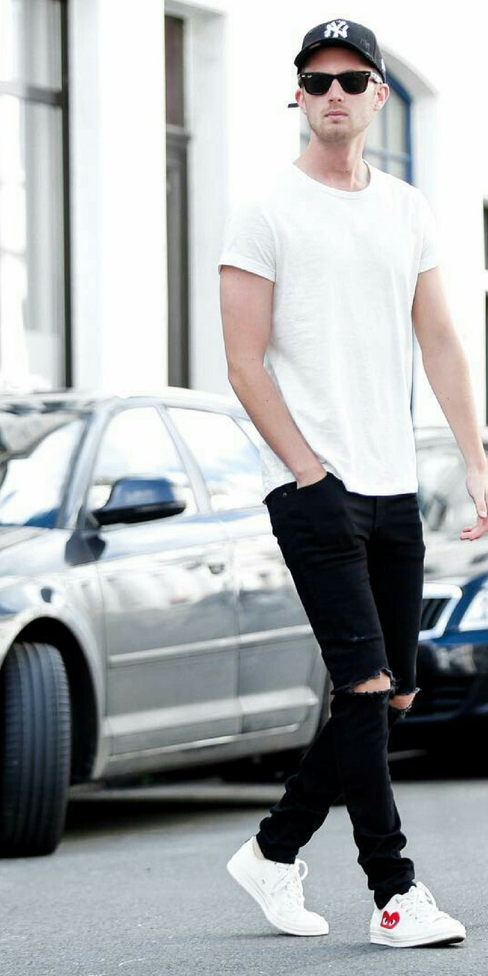 white t-shirt & jeans outfits for men